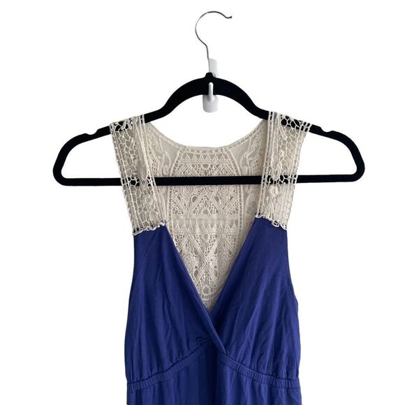 M4EO Sleeveless Boho Maxi Dress Embroidery Indigo Blue M - Picture 4 of 8